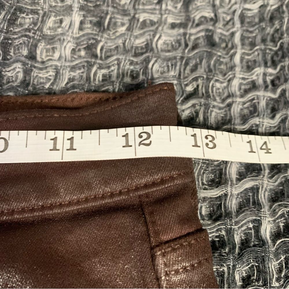 7 FOR ALL MANKIND Coated Brown Ankle Super Skinny High Waist Jeans Waist 25 #773 - Picture 11 of 14